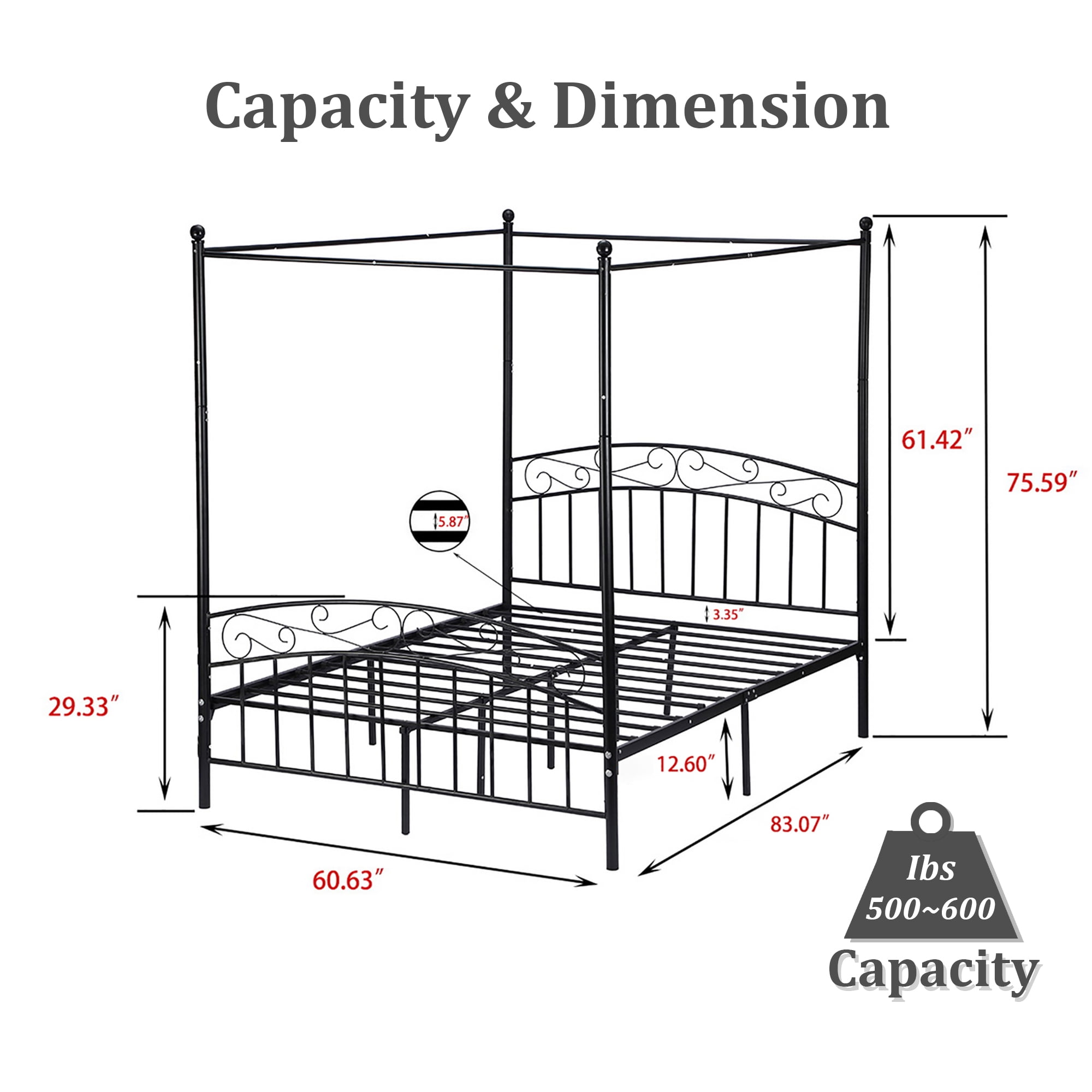 Alazyhome Queen Size Metal Canopy Bed Frame, Modern Design Alazyhome Queen Size Metal Canopy Bed Frame, Modern Design