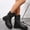 Black, variant on Pennysue Women's Mid-Calf Boots Motorcycle Biker Riding Boots with Buckles Round Toe Platform Dress Boot
