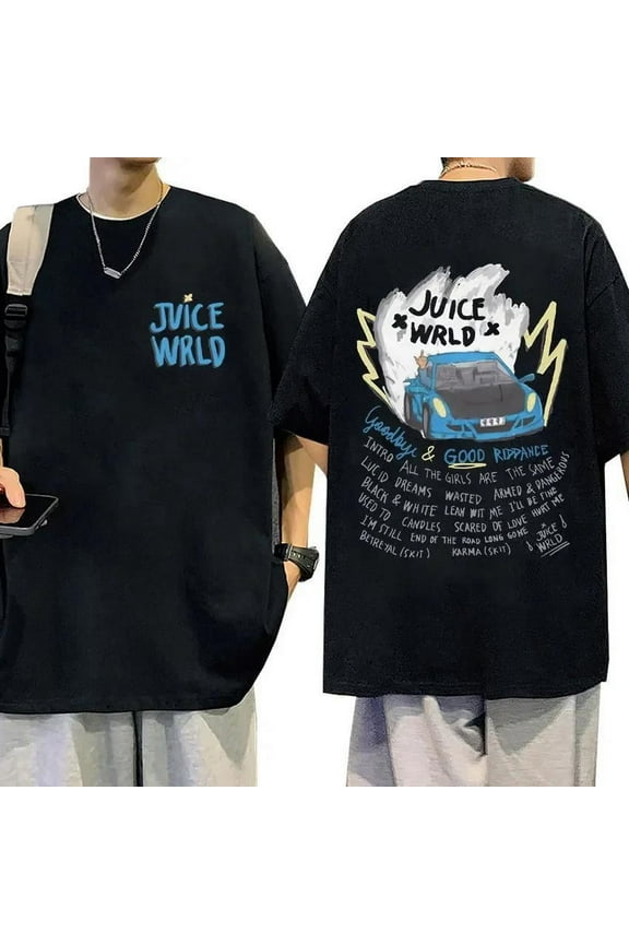 Fun Personalized Novelty Rapper JUICE WRLD Print Graphic T-Shirt Men's Hip Hop Retro Men's and Women's Same Cotton, Top Pullover