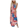 thumbnail image 1 of Inkach Women Casual Fashion Independence Day Sleeveless Printed Summer O-Neck Dress, 1 of 4