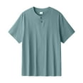 thumbnail image 2 of Men's Short Sleeve Shirt, Casual Polyester T-Shirt with Button Up Front and Round Neck, Lightweight Breathable Top for Daily Wear, 2 of 9