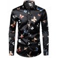 thumbnail image 1 of Camisas hawaianas con cadena dorada, camisas con estampado de mariposas en 3D, camisas de moda para hombres, blusas playeras de manga larga, camisas de solapa de lujo, ropa para hombres, 1 of 6