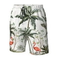 thumbnail image 5 of Kll Flamingo Palm Trees Men'S Casual Summer Beach Shorts Hawaiian Shorts With Pockets-X-Large, 5 of 9