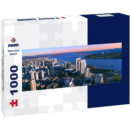 Aerial view of downtown San Diego and the Coronado Bridge across the bay 1000pc Panoramic Puzzle