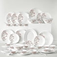 thumbnail image 1 of Larah 47 Pieces Signature Dinner Set for 8, Chip Resistant Tempered Opal Glass, White Dinnerware Plates and Bowls Set, Stain Resistant, Dishwasher & Microwave Safe Dinnerware Set For Gifting, Serves 8, 1 of 5