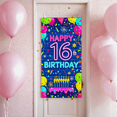 thumbnail image 4 of Vibrant Colorful 16th Birthday Banner with Balloons Candles and Confetti Backdrop for Birthday Party Photography Props Decorations Celebration Events, 4 of 7