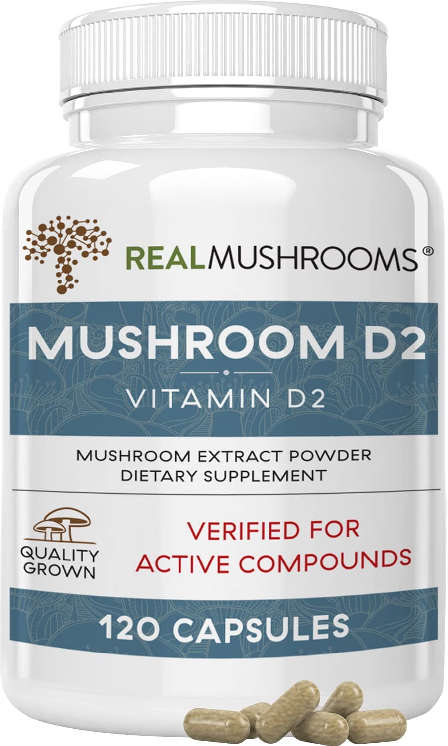 MushroomBased Vitamin D2 Supplement (120 Caps) Vitamin D Vegan