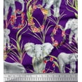 thumbnail image 1 of Soimoi polyester Crepe Fabric Leaves,Floral Wreath & Elephant Jungle Print Sewing Fabric Yard 42 Inch Wide, 1 of 1