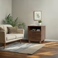 thumbnail image 4 of CHITOOMA 2-Drawer Nightstand with Open Shelf, Wood Fluted Bedside Table with Storage, Small End Table for Bedroom Living Room, Walnut, 4 of 9