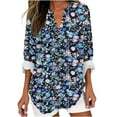 thumbnail image 3 of Bxsruta Tops for Women, Women's V-Neck Printed Button Blouse Women Long Sleeve Tops, 3 of 5