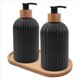 thumbnail image 4 of Dispensador de Jabón de Vidrio de 14 Oz Con Bandeja de Madera, Juego de 4 Dispensadores de Jabón para Manos Y Platos, Cocina, Baño, Decoración de Granja, 4 of 5