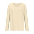 thumbnail image 3 of AherBiu Long Sleeve Tops for Women V Neck Comfy Fitted T Shirts Casual Basic Top Tees with Pocket, 3 of 5