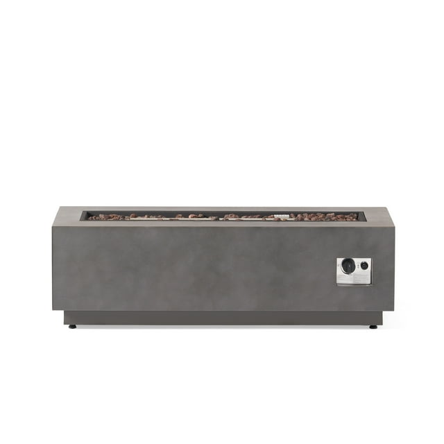 Noble House Reign Outdoor 50,000 BTU Rectangular Fire Pit (No Tank Holder), Concrete Finish