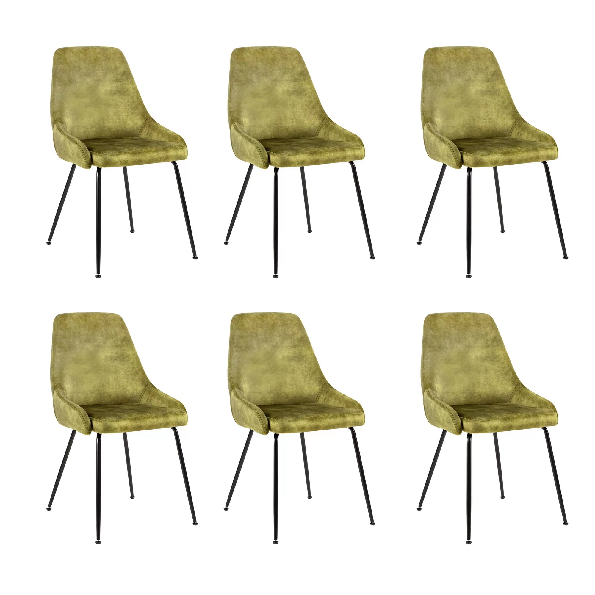 Leejay Green Velvet Upholstered Dining Room Chairs,Modern Side Chair with Metal Legs Set of 6
