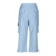thumbnail image 6 of Twczz Girls Capris with Pockets- Wide Leg Summer Elastic Waist Casual Kids Cargo Pants Blue Size 5-14, 6 of 7