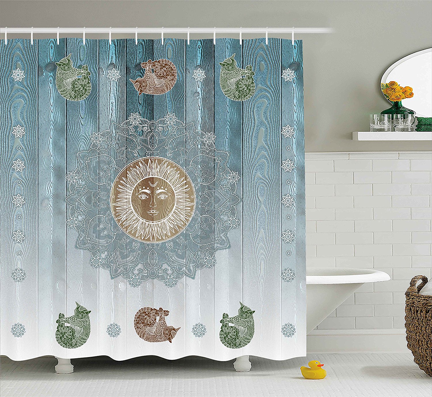 Hippie Decor Shower Curtain By Pagan Sun Figure With Cats Spiritual Sacred Relax Belief Totem Zen Boho Display Fabric Bathroom Decor Set With Hooks 70 By Ambesonne Walmart Com Walmart Com