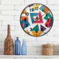 thumbnail image 3 of Yayeee Wall Clock Battery Operated 9.5" Silent Quartz Non-Ticking for Living Room Decor, Purple Triangles, 3 of 8