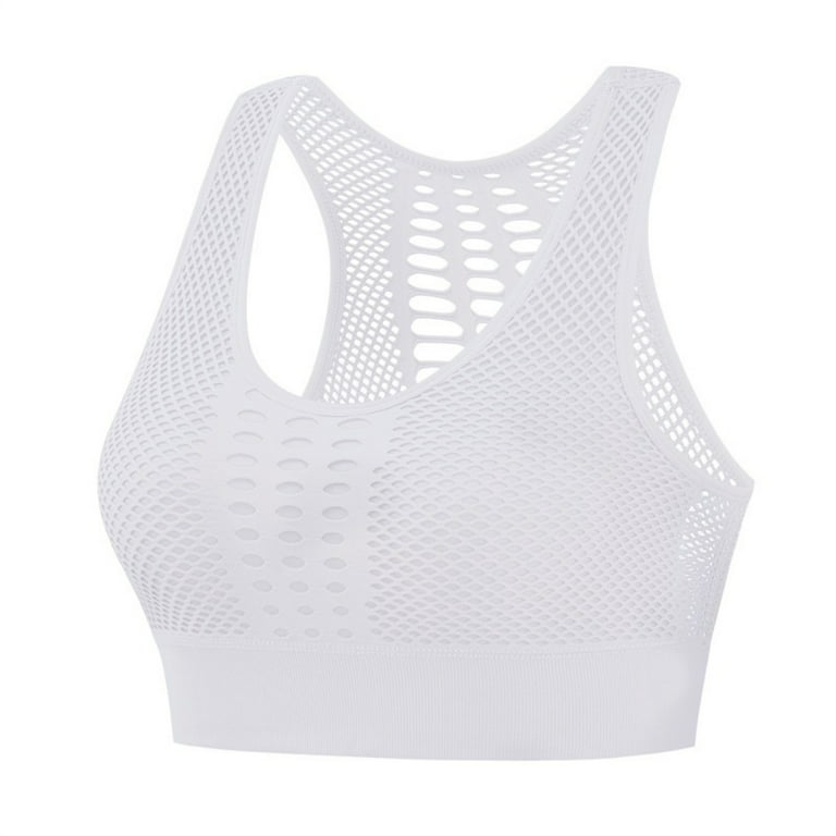 Aayomet Sports Bras for Women High Support Sports Bras For Women Mesh Sports  Bra Tank Top Padded Yoga Bras Workout Tops,White XXL 