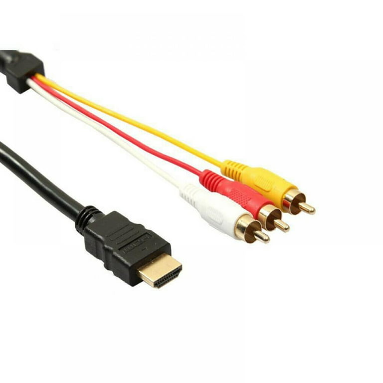 Cable HDMI a RCA, 1080P 5 pies HDMI macho a 3-RCA Video Audio AV adaptador  de cable transmisor unidireccional para TV HDTV DVD