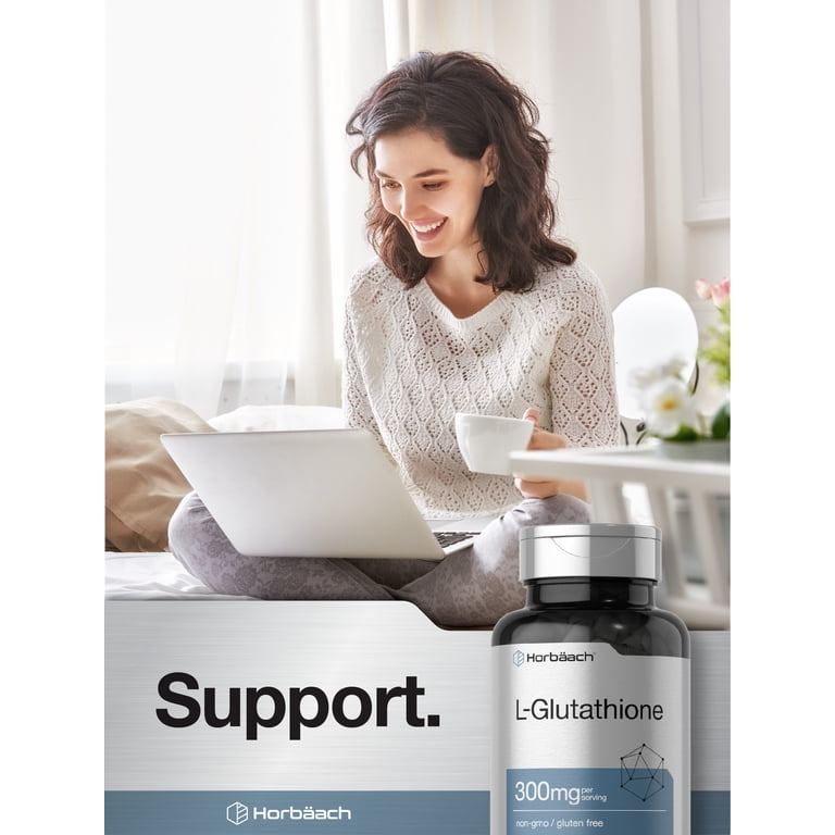 glutathione for women Horbaach L-Glutathione, 300mg, 60 Capsules, Antioxidant Support