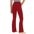 thumbnail image 5 of Lenpel Girls' Flare Leggings Children Soft High Waisted Pull on Lounge Yoga Pants Casual Activewear Dance Pants(Red,2-3 Years), 5 of 7