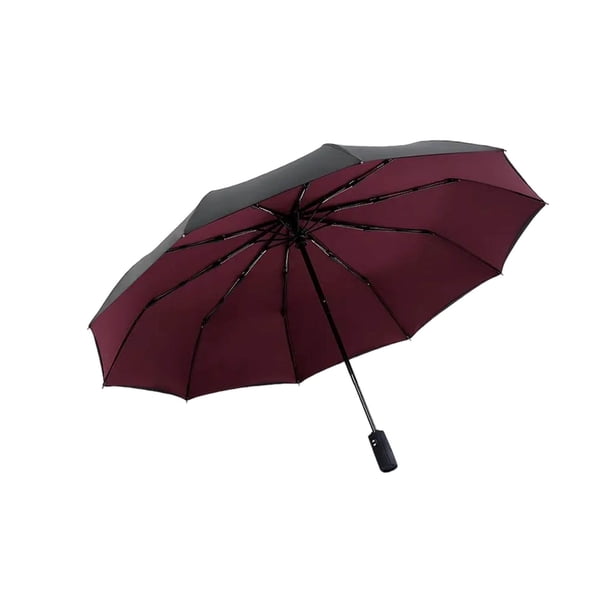 Paraguas de viaje plegable | Apertura/cierre automático | Diseño a prueba de viento de 10 costillas | Compacto y ligero | Protección UV y doble capa de vinilo | 41.3" Diámetro | Longitud plegada de