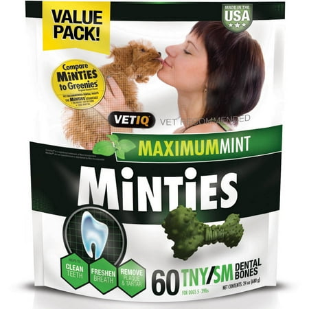 Minties Teeth Cleaner Dental Dog Treats Tiny/Small, 60 (Best Dental Treats For Dogs)