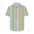 thumbnail image 4 of ZQUUVOU Men's T-Shirt Stripe Casual Short Sleeve Turndown Collar Button Shirt (B-Multicolor,3XL), 4 of 5