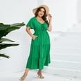 thumbnail image 5 of IDOPIP Women's Plus Size Summer Dress Sweetheart Neckline Short Sleeve Ruffle Hemline A Line Tiered Dress, 5 of 7