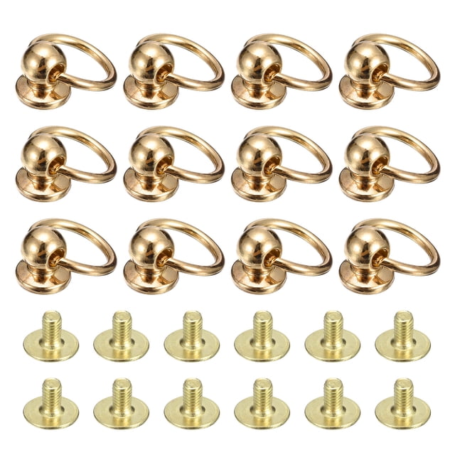Unique Bargains 6x8mm Ball Head Stud Rivets Screw Back with O Ring, 12Pack Button Nipple Rivet, Gold Tone