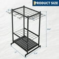 thumbnail image 3 of 3-Tier Tool Organizer Rack,28 Inch Steel Garden Tool Storage Shelf with Long-Handled Tool Slots & Hooks,Freestanding Garage Rack Up to 35 Tools,Black, 3 of 7
