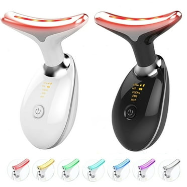 Red-Light-Therapy-for-Face and Neck, Red Light Therapy Wand, 7 Color Led Face Neck Massager for Skin Tightening, Face Lift, Wrinkle Removal, White