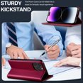 thumbnail image 2 of Wallet Case for iPhone 16, Classic Shockproof PU Leather Magnetic Flip Cover with Card Holder Stand Feature and Full Body Protection Phone Case Cover for iPhone 16, Red, 2 of 12