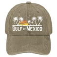 thumbnail image 3 of Summer Hats for Women Unisex Gulf Of Mexico Palm Tree Print Denim Baseball Cap Khaki One Size, 3 of 7