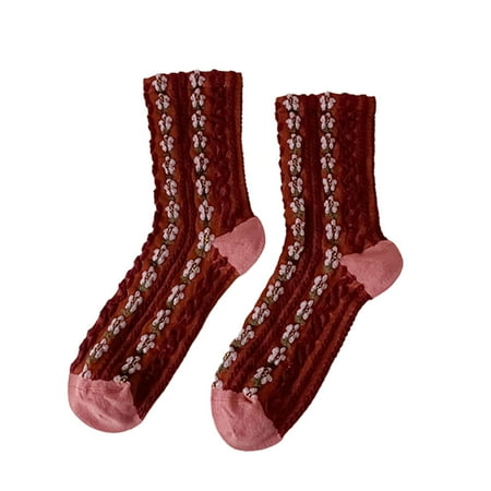 

Noarlalf socks for women Womens Winter Socks Autumn And Winter Mid Tube Socks Knitted Jacquard Printing Warm Stockings womens socks