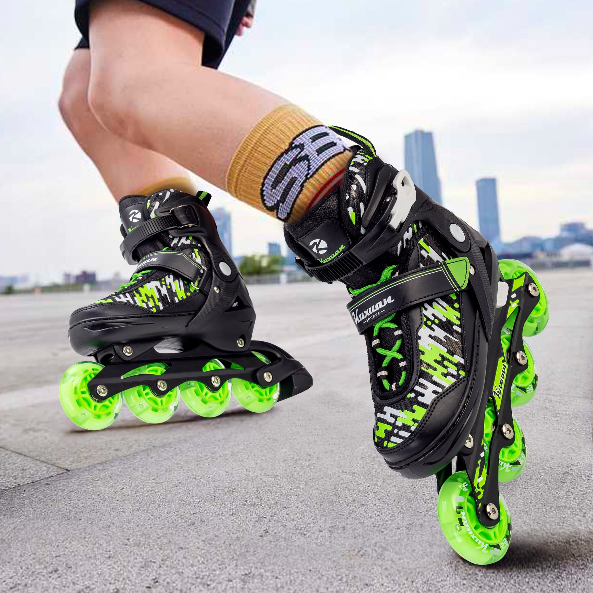 Adjustable Inline Skates for Kids Boys Girls Women Beginner Fun Illuminating Outdoor Skates
