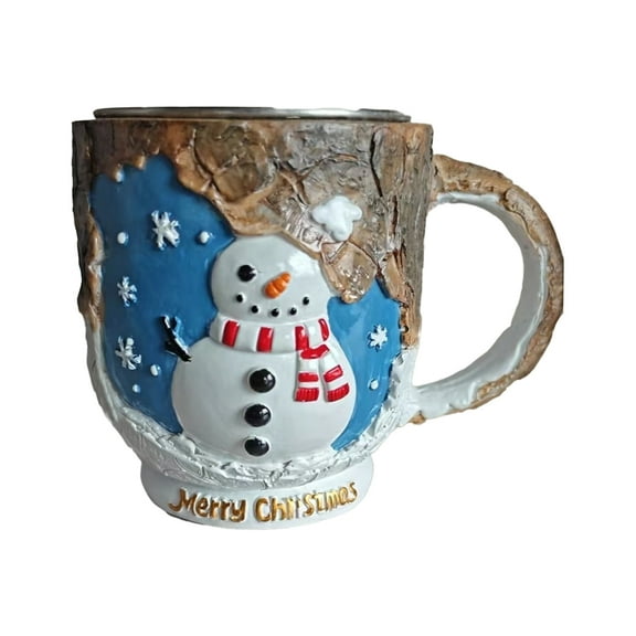 Novelty Christmas Themed Mugs Collection, 3D Ceramic Coffee Cups, Hot Cocoa and Tea, Dishwasher and Microwave Safe, Unique Gift(White)