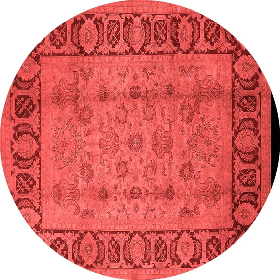 Ahgly Company Indoor Round Oriental Red Traditional Area Rugs, 5' Round