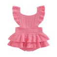 thumbnail image 1 of Baby Girls Knitting Rompers Solid Color Fly Sleeve Ruffle Hem Casual Party Street Spring Fall Summer Rompers Brown 3-6 Months, 1 of 8