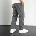 thumbnail image 5 of RUTAYY Boys Cargo Pants Utility Side Pockets Elastic Waist Solid Color Outdoor Activity Trousers, Grey, 5 of 6