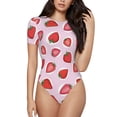 thumbnail image 2 of Fotbe Hand Drawn Strawberry Women's Crew Neck Short Sleeves Bodysuit Tops Round Neck Slim Sleeveless Soft Comfortable Basic-Large, 2 of 7
