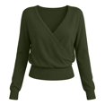 thumbnail image 5 of Womens Sweaters Solid Color V Neck Long Sleeve With Ribbed Soft Knitted Pullover Blouse, 5 of 5