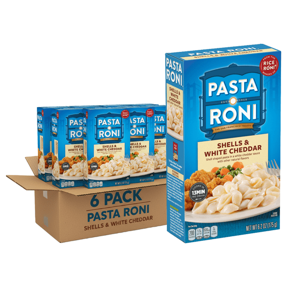 Pasta Roni Shells & White Cheddar Pasta, 6.2 oz Boxes, Pack of 6