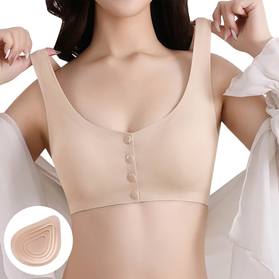 RMGVDSD Comfort Womens Bras Wireless Front Closure Bra Seamless Bralette Soft Breathable Post Bra For Prosthetic Breast Brassieres Everyday Bralettes