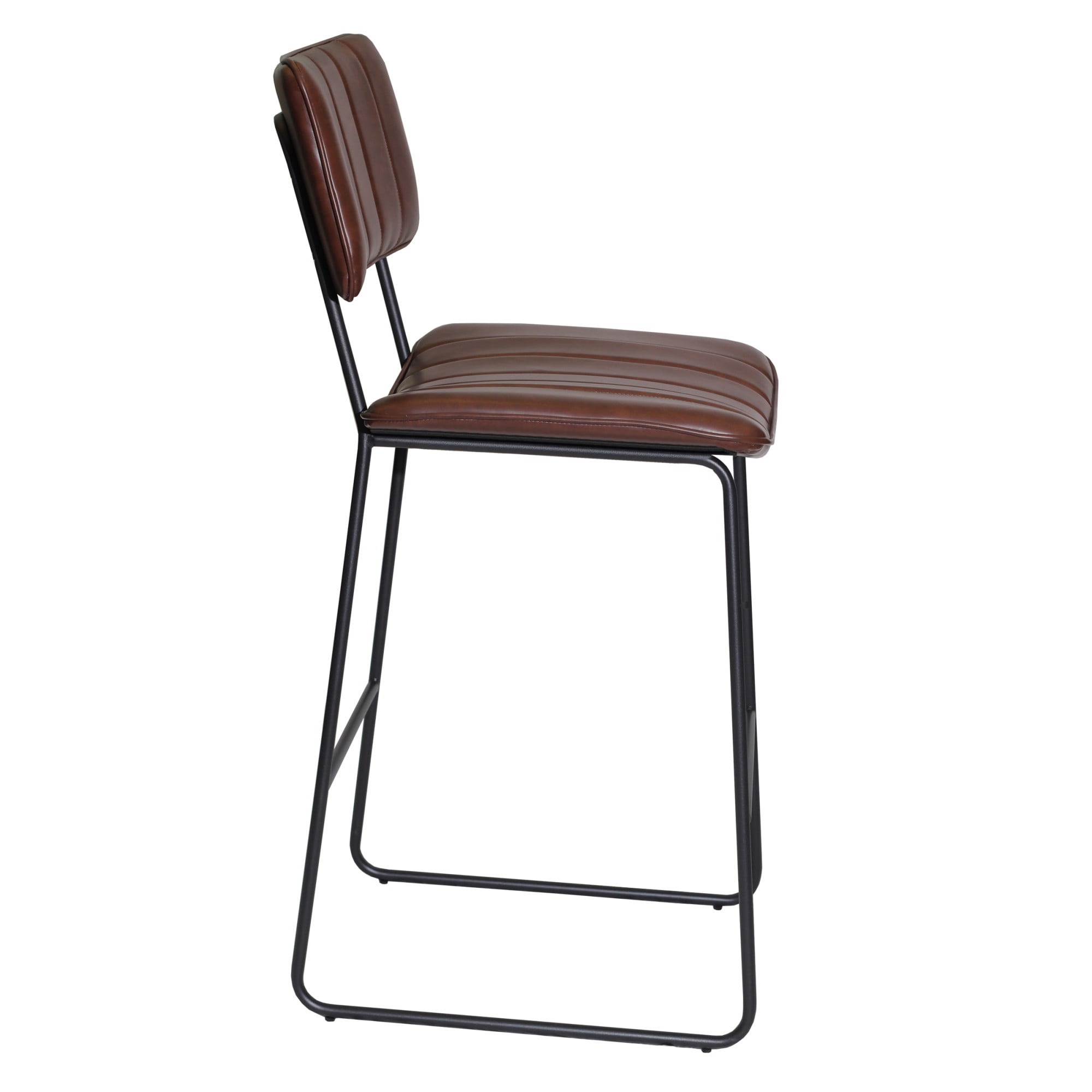 Steve Silver Tribeca Metal and Brown Faux Leather Commercial Grade Bar Stool