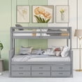 thumbnail image 2 of Twin-Over-Full Bunk Bed with Twin size Trundle , Separable Bunk Bed with Drawers for Bedroom - Gray, 2 of 9