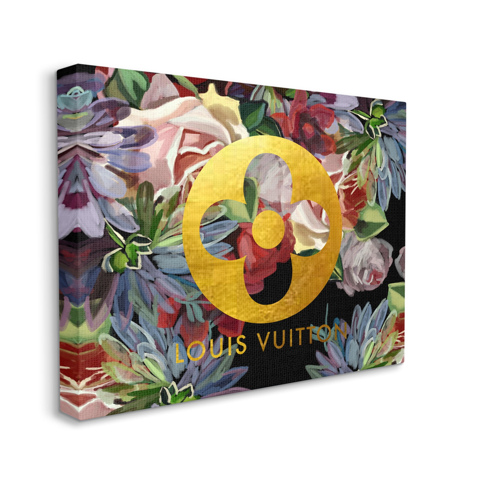 Stupell Industries Floral Glam Fashion Logo Botanical & Floral Painting Gallery Wrapped Canvas Art Print Wall Art, 20 x 16