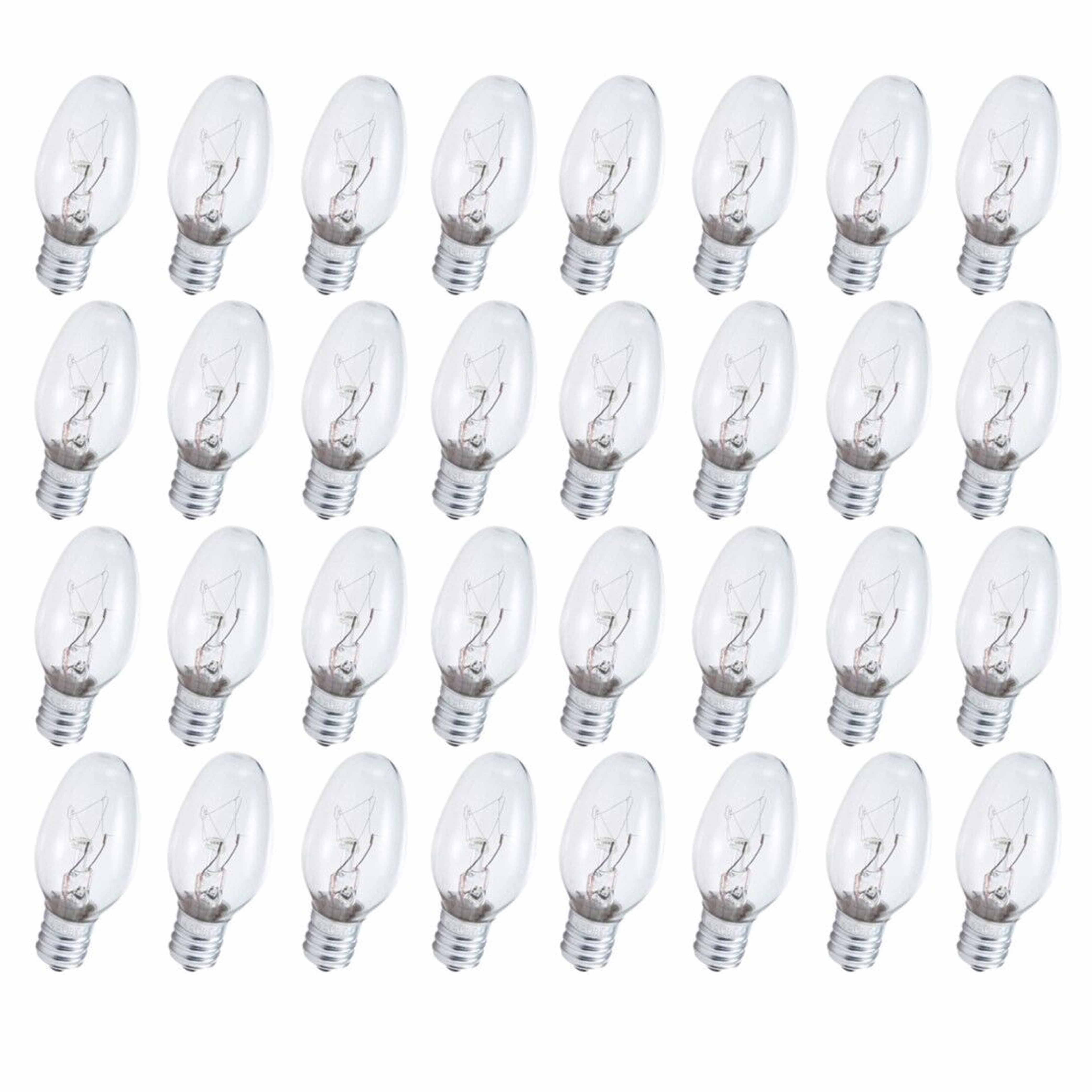 32 Night Light Replacement Bulbs Clear 4 Watt 120V Warm Lighting Candelabra Base