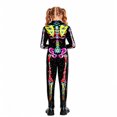 thumbnail image 4 of Halloween Skeleton Jumpsuit, Mock Neck Long Sleeve Bodysuit with Vivid Rose & Bone Print for Stage Performance (1 PC) Black L, 4 of 6