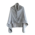 thumbnail image 5 of Umfun Women's Ribbed Knit Cape Wrap Snap Button Shawl Outerwear Short Winter Cover Up for Casual Daily Wear, 5 of 8